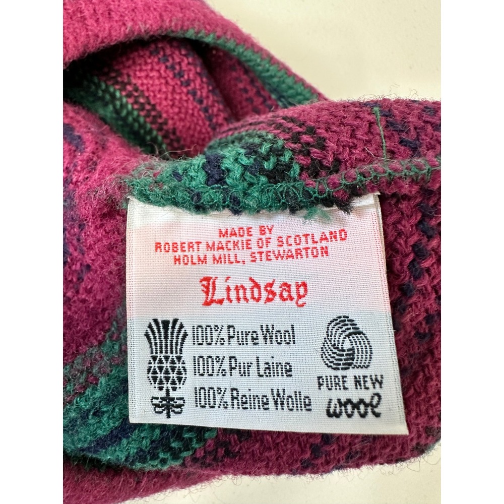 Robert Mackie of Scotland Lindsay Pure Wool Tam Hat Beret Magenta Green Pink Vtg - Picture 3 of 7